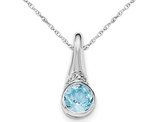 2.25 Carat (ctw) Blue Topaz Dangle Drop Pendant Necklace in Sterling Silver with Chain